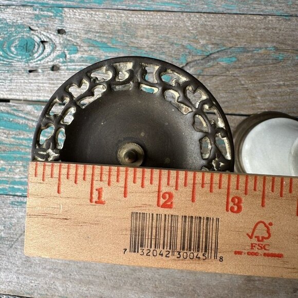 Candle Sticks Holders Brass Marble‎ Ornate Pillar Taper 7" MCM VTG Set Of 2 - Picture 8 of 9